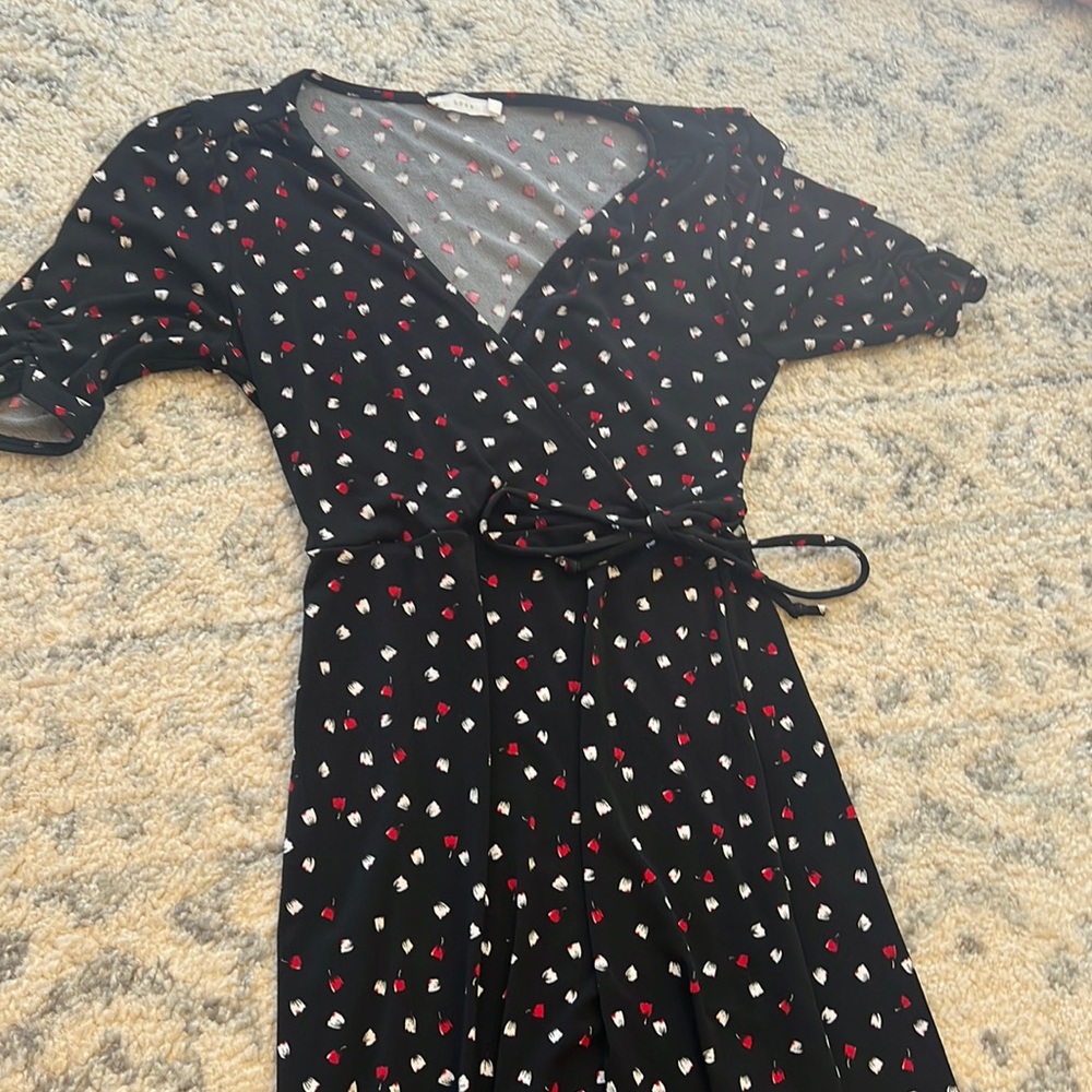 Long short sleeve wrap dress